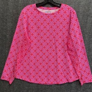 IBKUL Top Womens XL Pink Mesh Long Sleeve UPF 50 Stretch Sun Shirt Golf Tennis